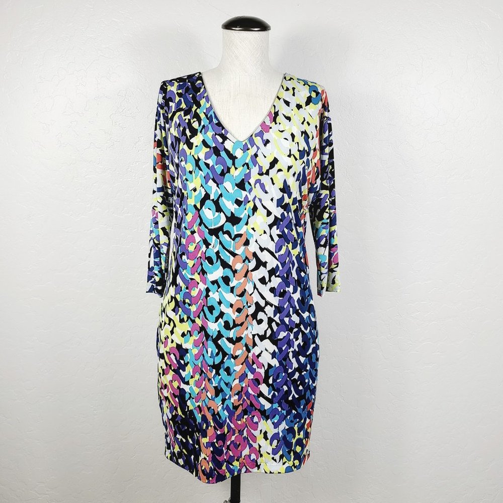 Trina Turk Colorful Stretch Knit Mini Shift Dress